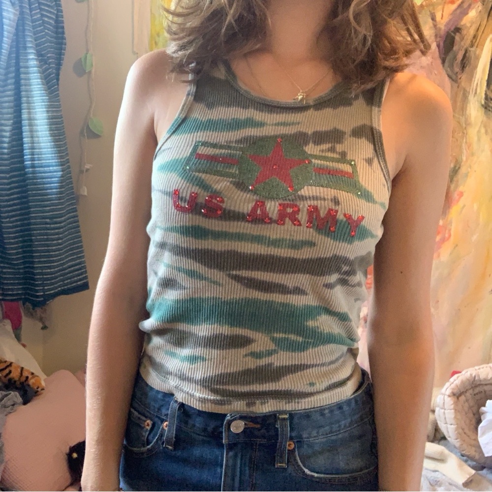 Y2k US Army Camouflage Tank Top